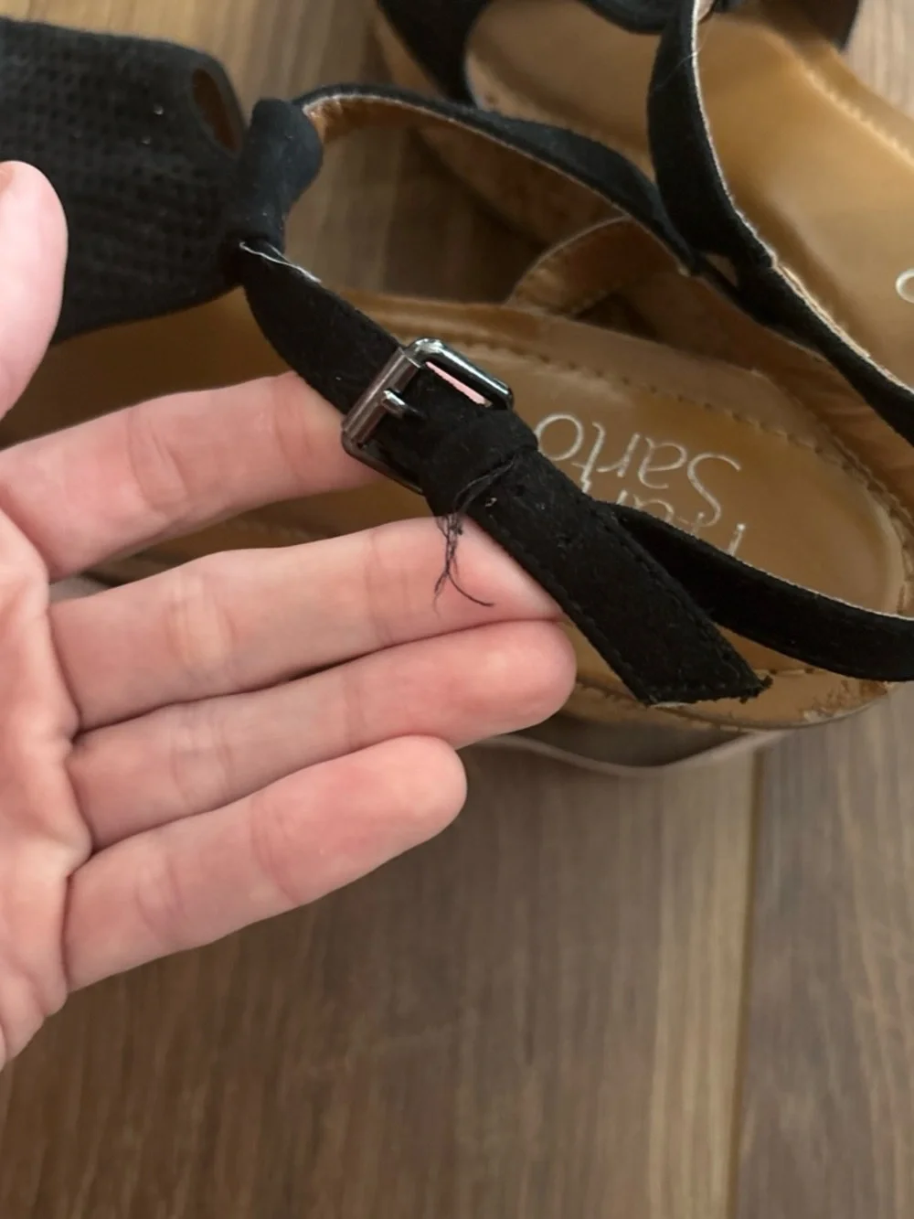 Franco Sarto Black Cork Wedge Sandals